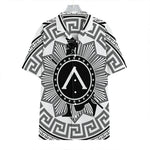 Black And White Spartan Warrior Print Hawaiian Shirt