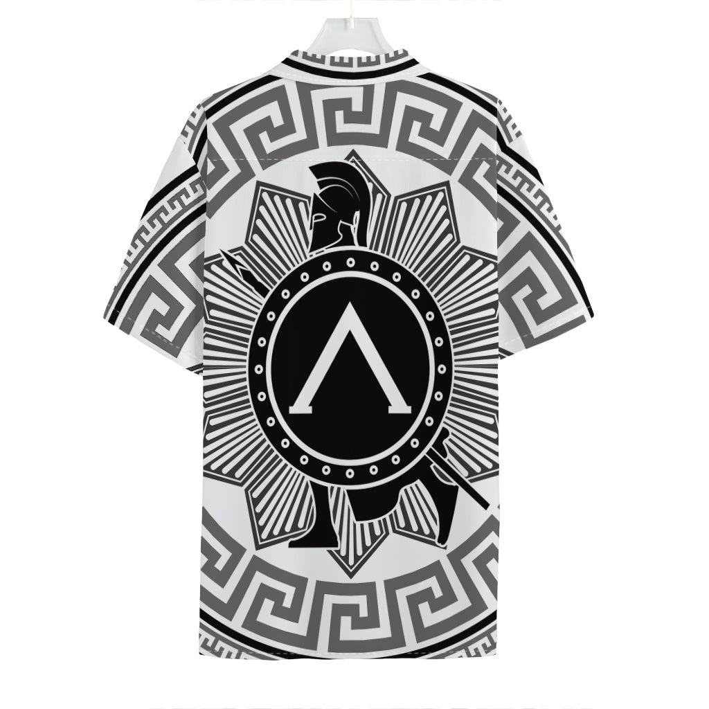 Black And White Spartan Warrior Print Hawaiian Shirt