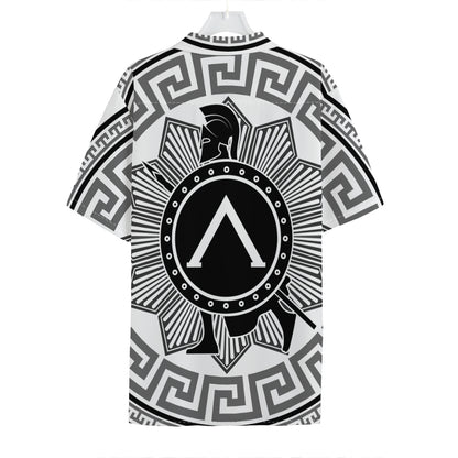 Black And White Spartan Warrior Print Hawaiian Shirt