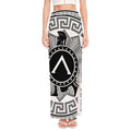 Black And White Spartan Warrior Print High Slit Maxi Skirt