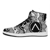 Black And White Spartan Warrior Print High Top Leather Sneakers