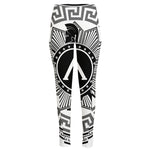 Black And White Spartan Warrior Print High-Waisted Pocket Leggings