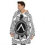 Black And White Spartan Warrior Print Hoodie Blanket