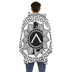 Black And White Spartan Warrior Print Hoodie Blanket