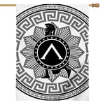 Black And White Spartan Warrior Print House Flag