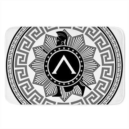 Black And White Spartan Warrior Print Indoor Door Mat