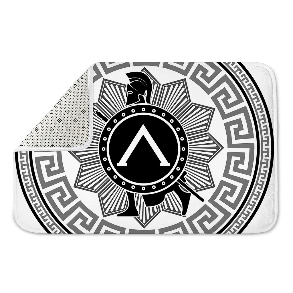 Black And White Spartan Warrior Print Indoor Door Mat