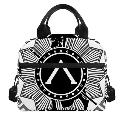 Black And White Spartan Warrior Print Insulated Lunch Bag