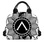 Black And White Spartan Warrior Print Insulated Lunch Bag
