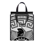 Black And White Spartan Warrior Print Insulated Lunch Tote
