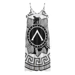 Black And White Spartan Warrior Print Jersey Midi Cami Dress
