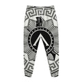 Black And White Spartan Warrior Print Jogger Pants