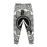 Black And White Spartan Warrior Print Jogger Pants