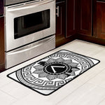 Black And White Spartan Warrior Print Kitchen Mat