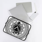 Black And White Spartan Warrior Print Laptop Sleeve