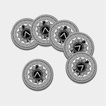 Black And White Spartan Warrior Print Leather Coaster Set