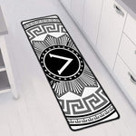 Black And White Spartan Warrior Print Long Kitchen Mat