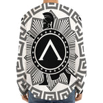 Black And White Spartan Warrior Print Long Sleeve Baseball Jersey