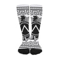 Black And White Spartan Warrior Print Long Socks