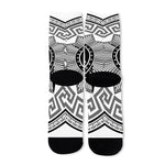 Black And White Spartan Warrior Print Long Socks