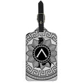 Black And White Spartan Warrior Print Luggage Tag
