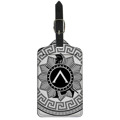 Black And White Spartan Warrior Print Luggage Tag