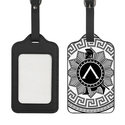 Black And White Spartan Warrior Print Luggage Tag
