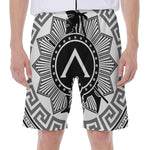 Black And White Spartan Warrior Print Men's Beach Shorts