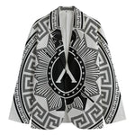 Black And White Spartan Warrior Print Men's Blazer