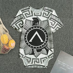 Black And White Spartan Warrior Print Men's Bodysuit