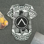 Black And White Spartan Warrior Print Men's Bodysuit