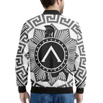 Black And White Spartan Warrior Print Men's Bomber Jacket