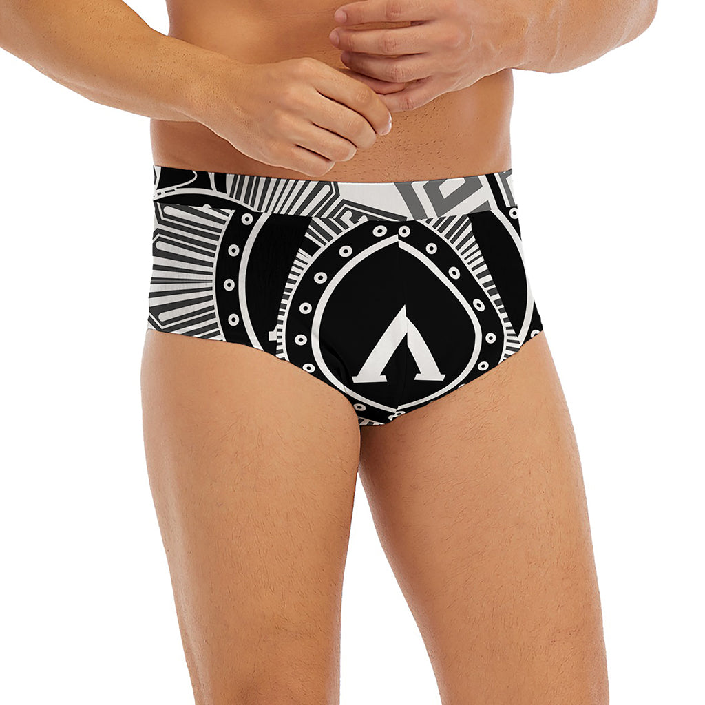 Black And White Spartan Warrior Print Men's Briefs