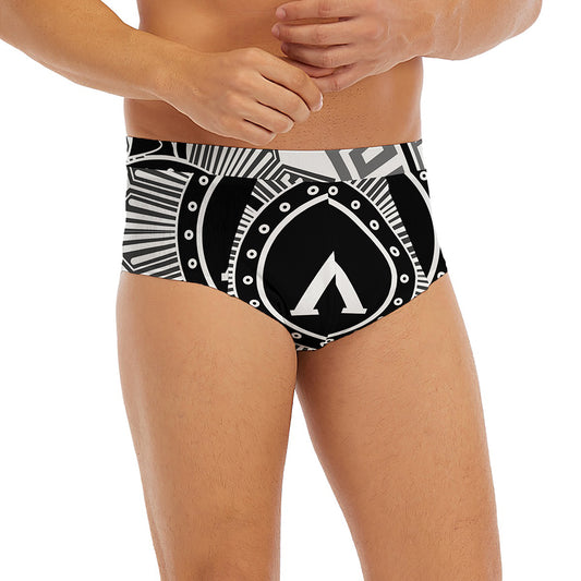 Black And White Spartan Warrior Print Men's Briefs
