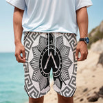 Black And White Spartan Warrior Print Men's Cargo Shorts