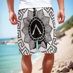 Black And White Spartan Warrior Print Men's Cargo Shorts