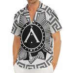 Black And White Spartan Warrior Print Men's Deep V-Neck Shirt
