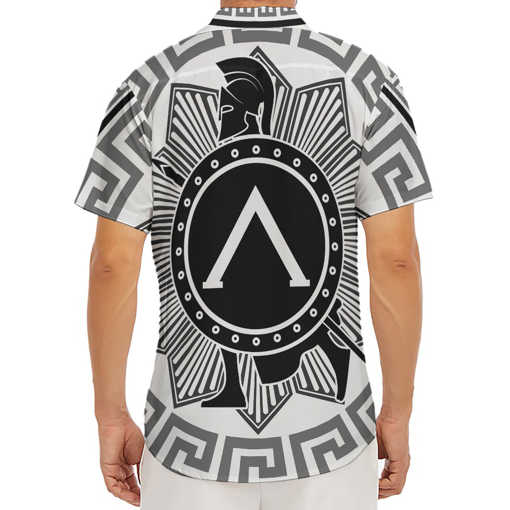 Black And White Spartan Warrior Print Men's Deep V-Neck Shirt
