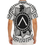 Black And White Spartan Warrior Print Men's Deep V-Neck Shirt