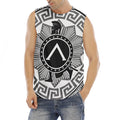 Black And White Spartan Warrior Print Men's Fitness Tank Top