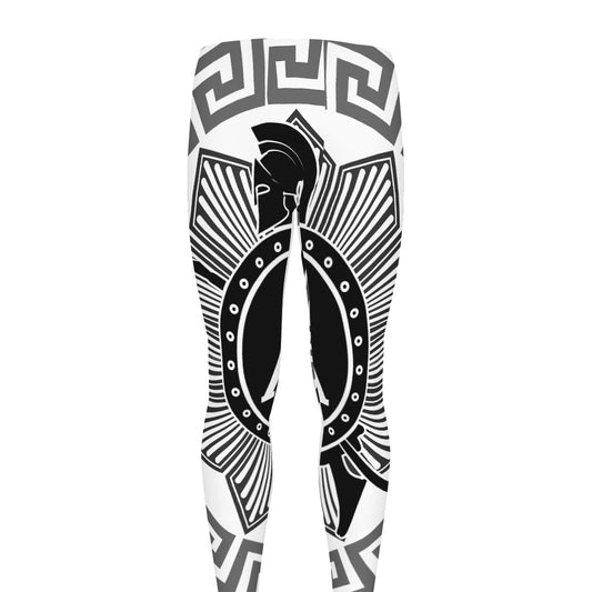 Black And White Spartan Warrior Print Men's leggings