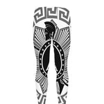 Black And White Spartan Warrior Print Men's leggings