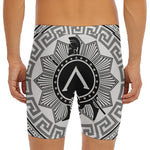 Black And White Spartan Warrior Print Men's Long Boxer Briefs