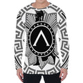 Black And White Spartan Warrior Print Men's Long Sleeve T-Shirt
