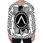 Black And White Spartan Warrior Print Men's Long Sleeve T-Shirt