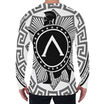 Black And White Spartan Warrior Print Men's Long Sleeve T-Shirt