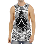 Black And White Spartan Warrior Print Men's Muscle Tank Top