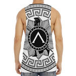 Black And White Spartan Warrior Print Men's Muscle Tank Top