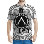 Black And White Spartan Warrior Print Men's Polo Shirt