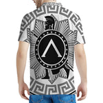 Black And White Spartan Warrior Print Men's Polo Shirt